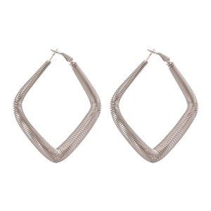 Retro Silver Square Spiral Wiry Dangle Pierced Earrings SKU0918